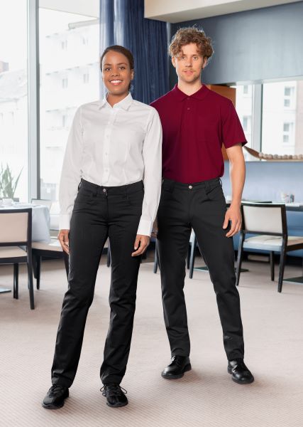 A woman and a man are wearing service trousers.