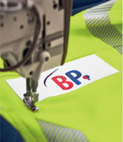 Embroidery of BP® emblem.
